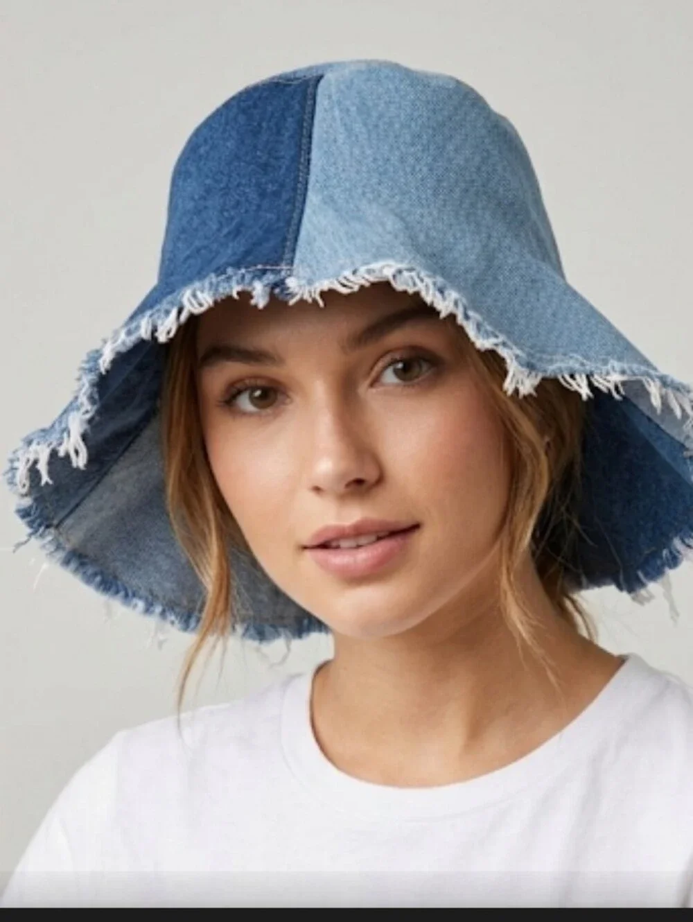 Denim patch scrap hat L handmade B upcycled jeans